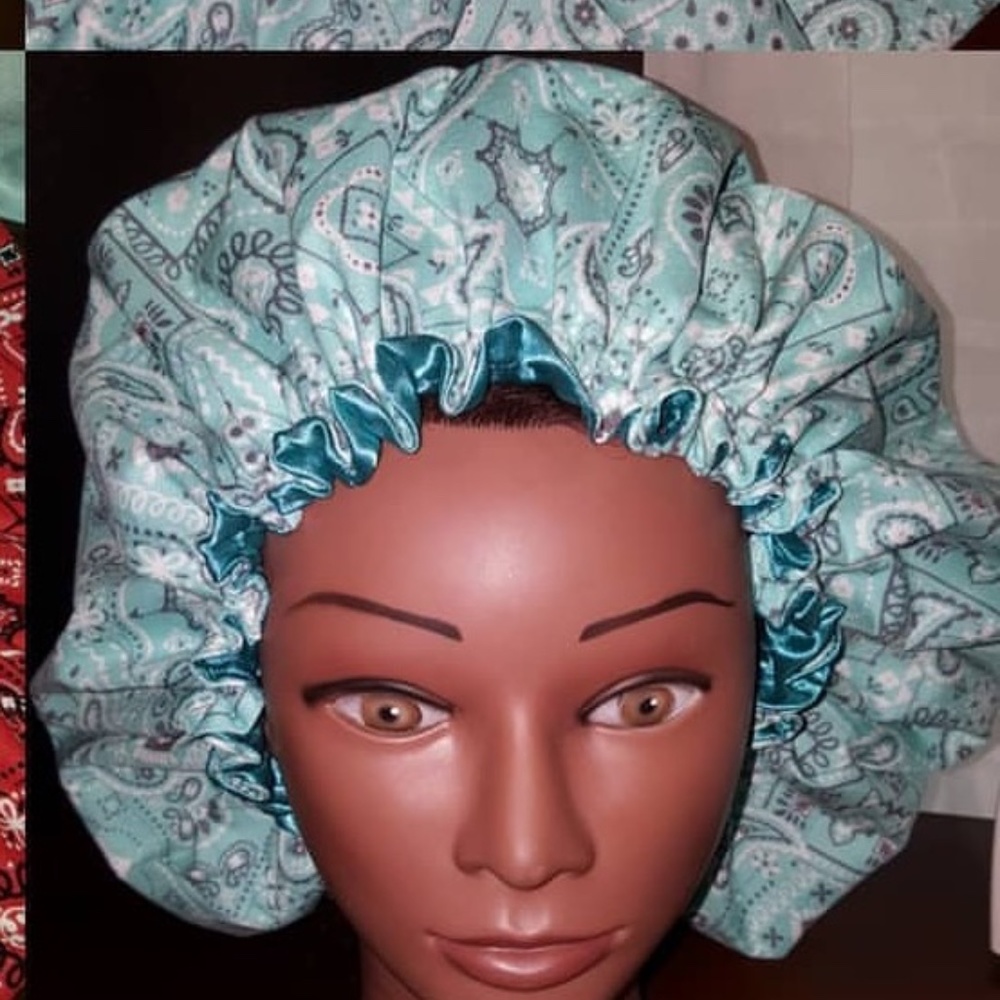 Turquoise Bandana, Hair Bonnet (Adult)